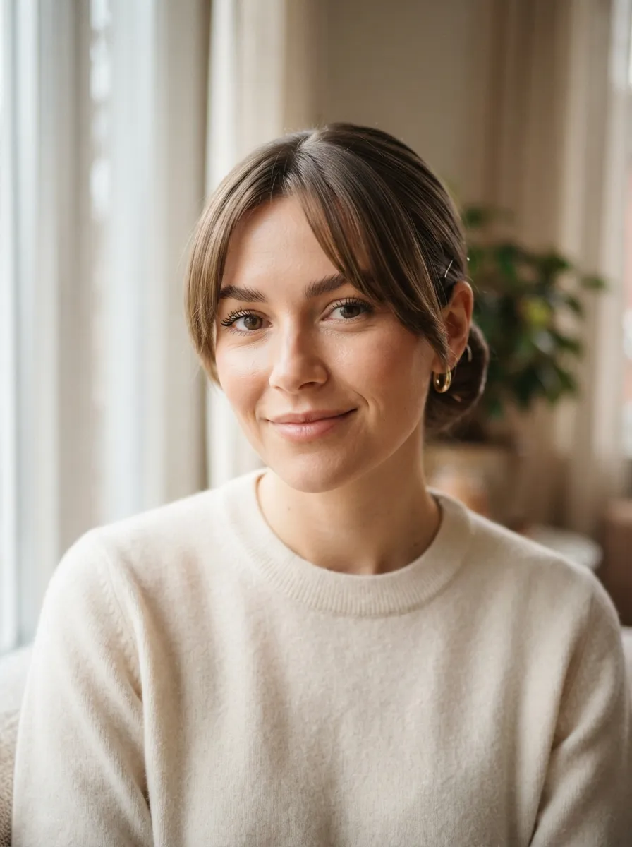 Low Bun with Bangs