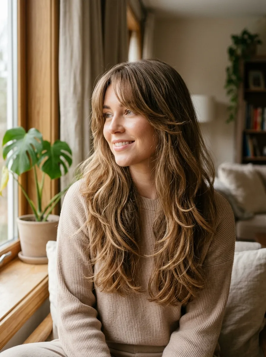 Long Layers With Curtain Bangs