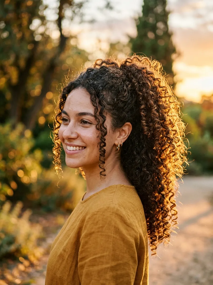 Curly Ponytail with Defined Ringlets