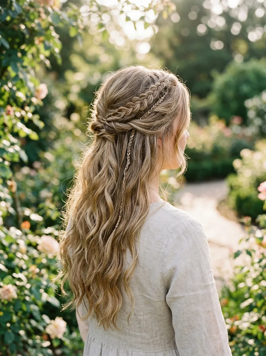 Twisted Half Up With Braided Accent