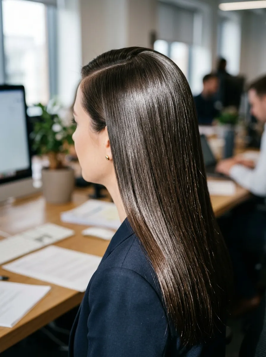 Straight And Sleek With A Deep Side Part