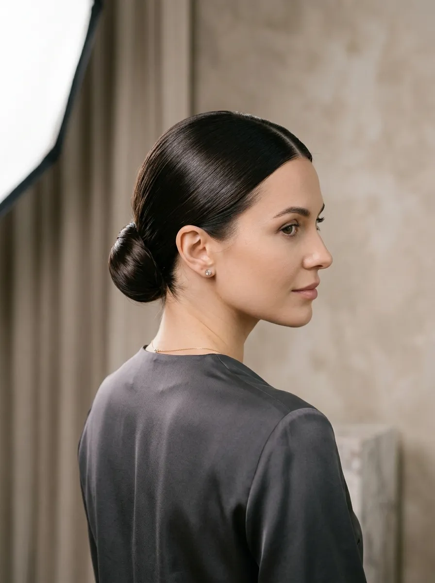 Straight Hair Low Bun