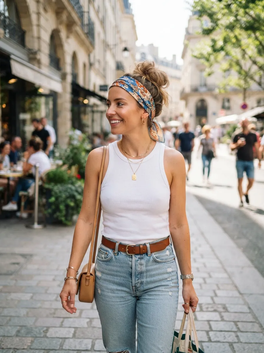 Messy Bun with a Bandana