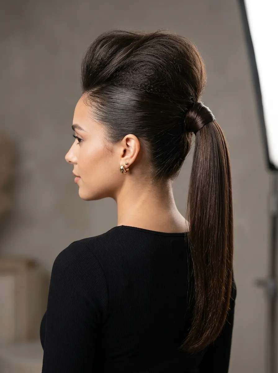 High Ponytail with Backcombed Base