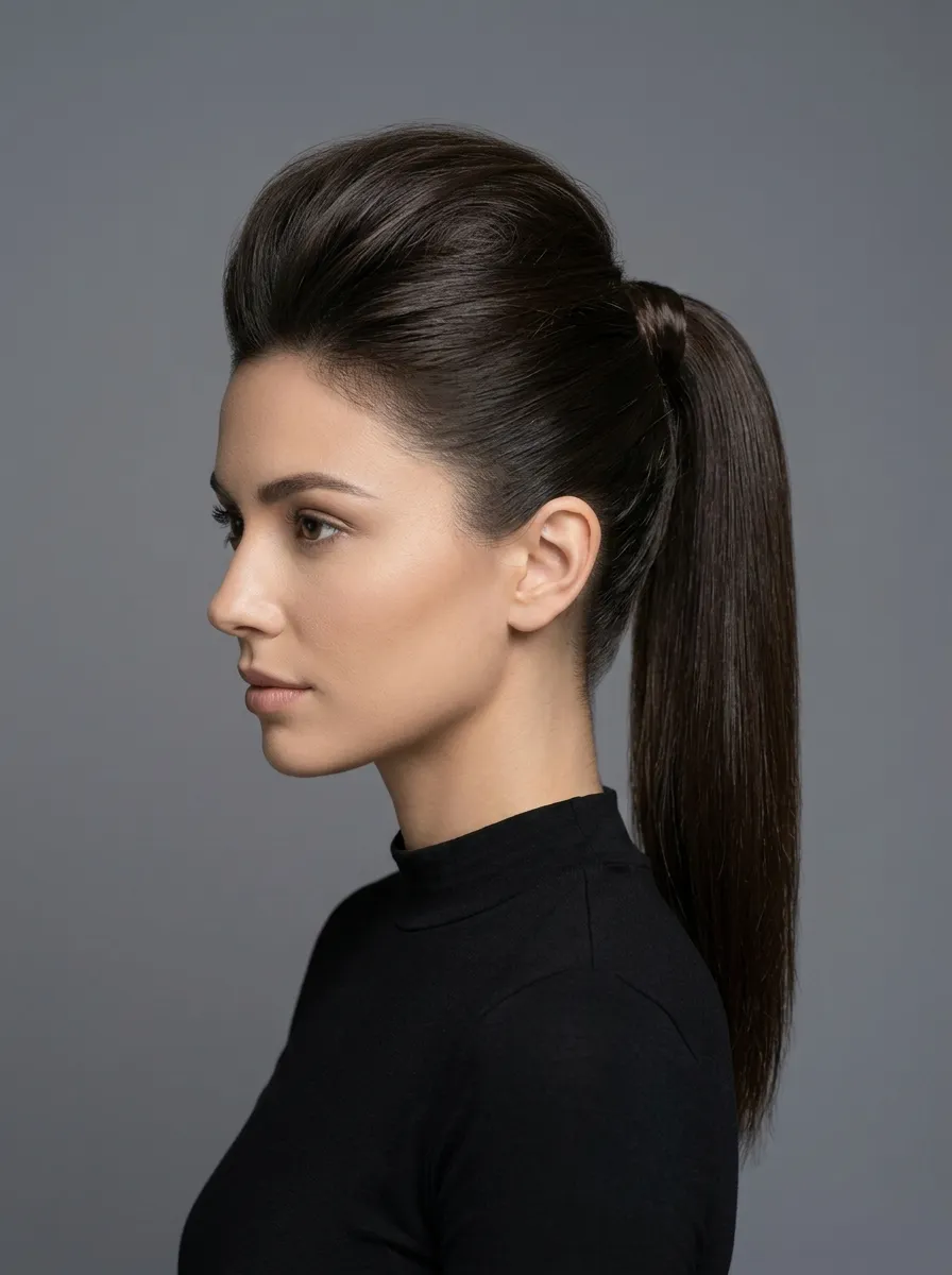 High Ponytail With Strategic Teasing