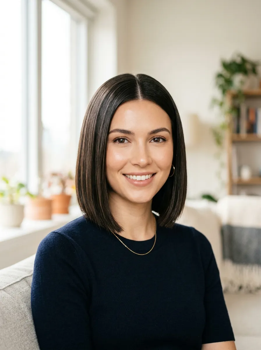 Sleek Middle Part Bob