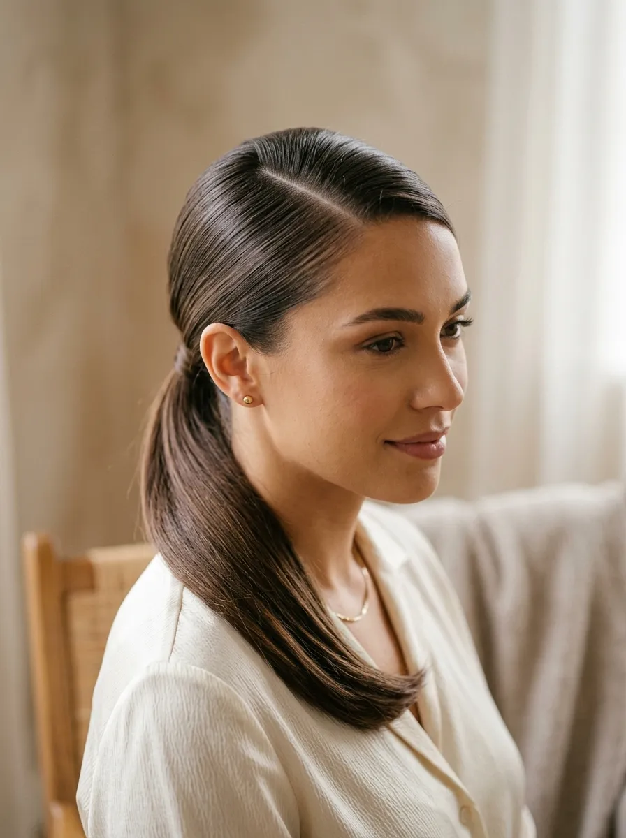 Ponytail with a Deep Side Part