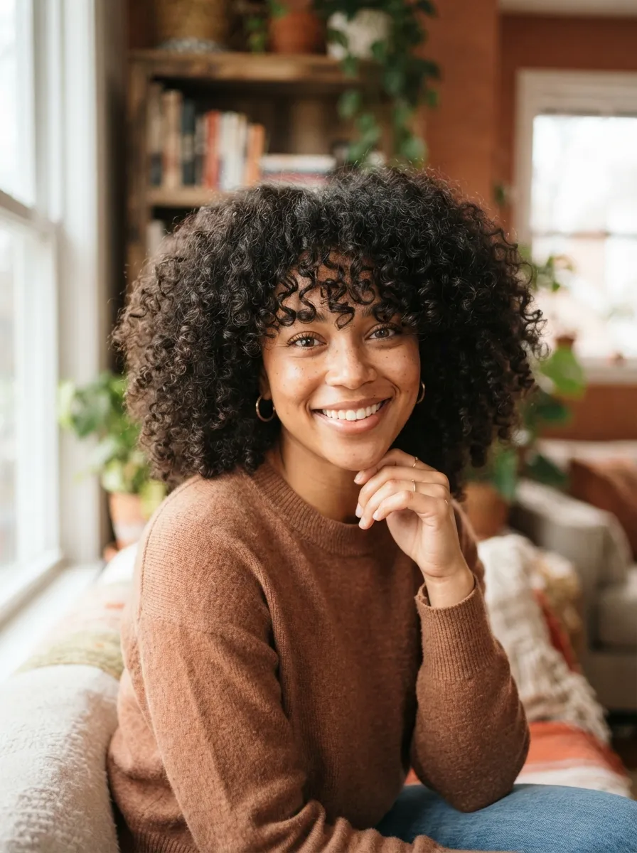 Long Bangs for Curly Hair