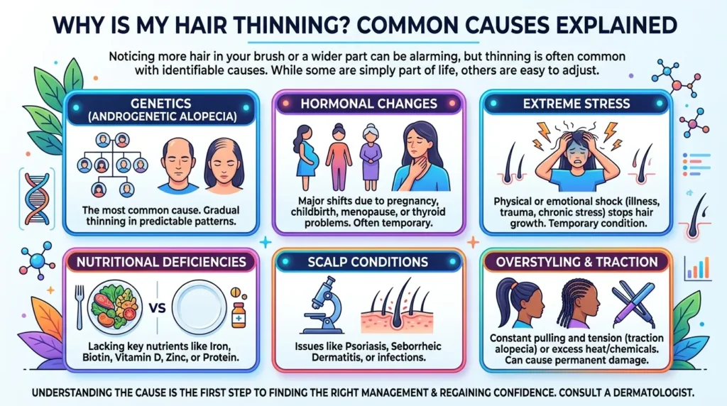 My Hair Thinning? Common Causes Explained